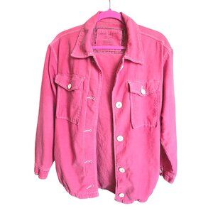 American Eagle Womens Pink Button-Up Jacket XS Cotton Casual JJ3983